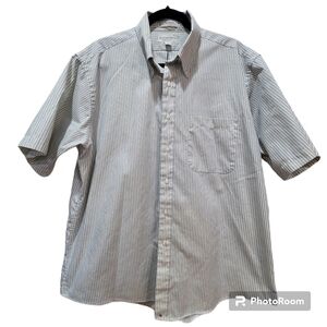 Hathaway Classic 17" Mens Short Sleeve Dress Shirt Cotten Blend Office Stripes